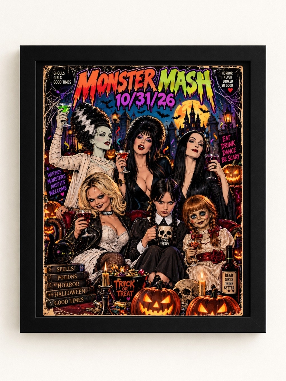 8x10 Frame Monster Mash Halloween A.I. Print